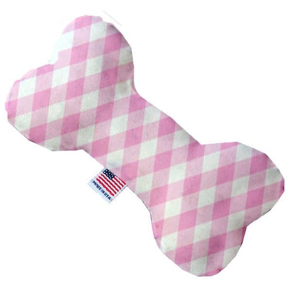 Mirage Pet Products 10 in. Baby Pink Plaid Bone Dog Toy 1154-TYBN10